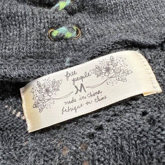 Free People Fair Isle Sweetheart Knit Sweater Dress Charcoal Gray Size Medium - Picture 8 of 11